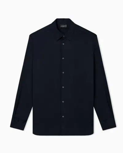 Emporio Armani Pima Stretch Shirt In Black
