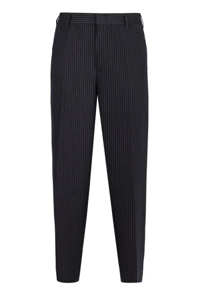Emporio Armani Pin-striped Tailored Trousers In Blue