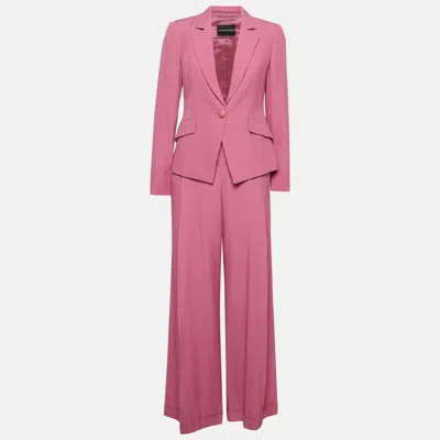 Pre-owned Emporio Armani Pink Crepe Single Breasted Blazer Suit M