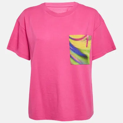 Pre-owned Emporio Armani Pink Mesh Pocket Detail Cotton T-shirt M
