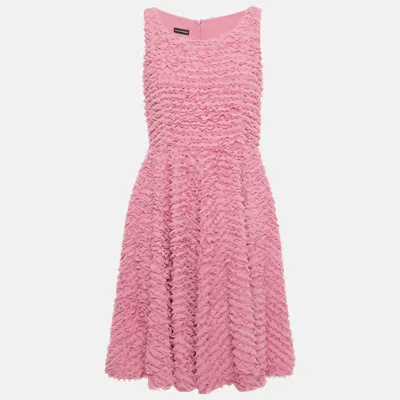 Pre-owned Emporio Armani Pink Pleated Chiffon Short Dress M