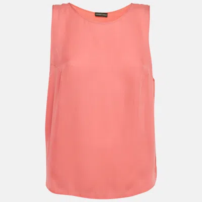 Pre-owned Emporio Armani Pink Silk Sleeveless Tank Top L
