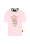 Emporio Armani Pink T-shirt For Girl With Manga Bear In Pink