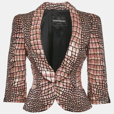 Pre-owned Emporio Armani Pink/black Python Pattern Leather Jacket S