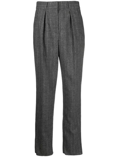 Emporio Armani Trousers Checked Wool Pleated Front In Gray