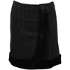 Emporio Armani Pinstripe With Faux Fur Trim In Black Wool In Black