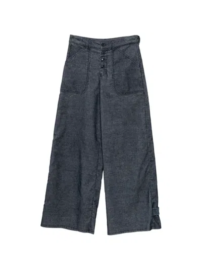 Emporio Armani Pinstriped Button-fly Trousers In Blue