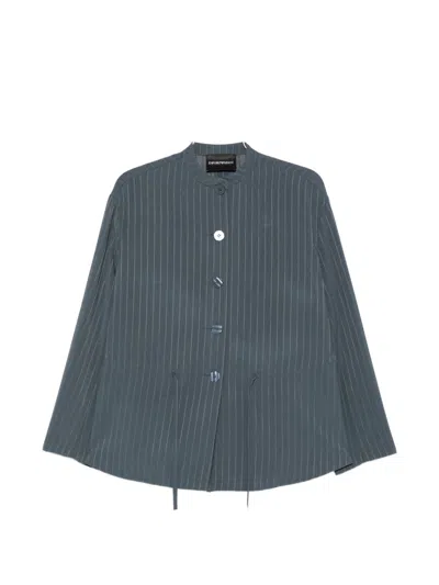 Emporio Armani Pinstriped Jacket In Burgundy