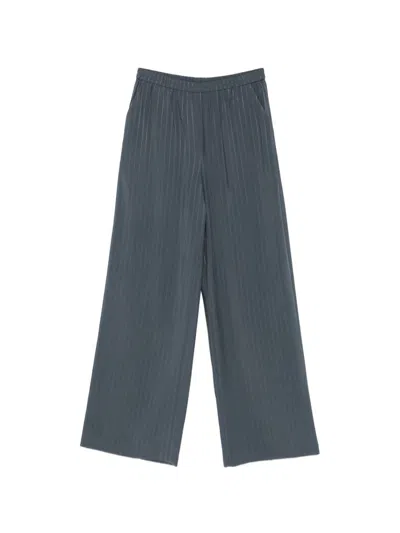 Emporio Armani Pinstriped Trousers In Blue