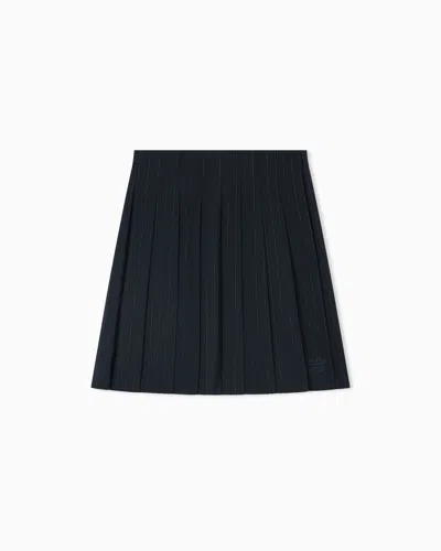 Emporio Armani Kids' Pinstriped Wool-blend Pleated Skirt