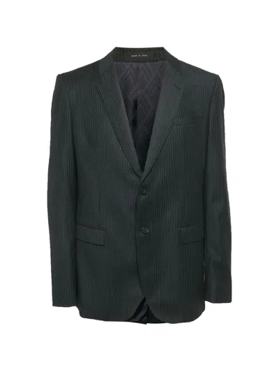 Pre-owned Emporio Armani Pinstripe-print Blazer In Gray