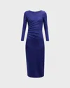 Emporio Armani Pintuck Jersey Midi Sheath Dress In Dark Purple