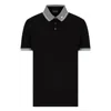 Emporio Armani Piped Collar Cotton Pique Polo Shirt In Black
