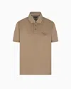 Emporio Armani Piqué Jersey Polo Shirt With Eagle Patch In Neutral