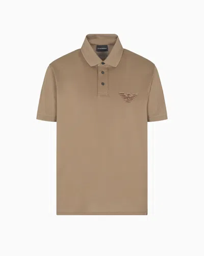 Emporio Armani Piqué Jersey Polo Shirt With Eagle Patch