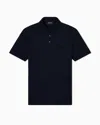 Emporio Armani Piqué Jersey Polo Shirt With Eagle Patch In Blue