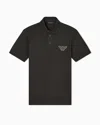Emporio Armani Piqué Jersey Polo Shirt With Eagle Patch In Black