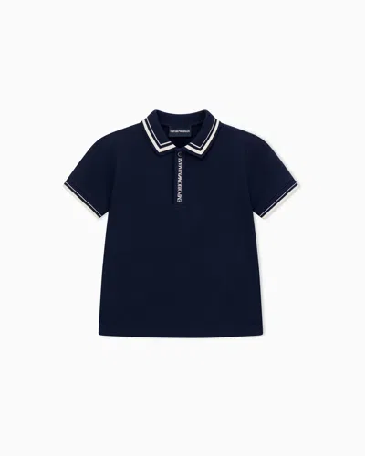 Emporio Armani Kids' Piqué Jersey Polo Shirt With Piping Detail