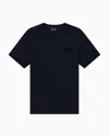 Emporio Armani Piqué Jersey T-shirt With Eagle Patch In Blue
