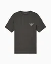 Emporio Armani Piqué Jersey T-shirt With Eagle Patch In Gray