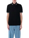 Emporio Armani Eagle Embroidery Piquet Polo Shirt In Black