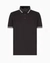 Emporio Armani Classic Piqué Polo Shirt With Polished Collar In Black