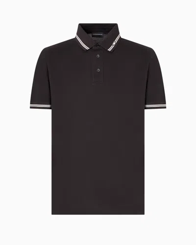 EMPORIO ARMANI PIQUÉ POLO SHIRT WITH PIPED COLLAR