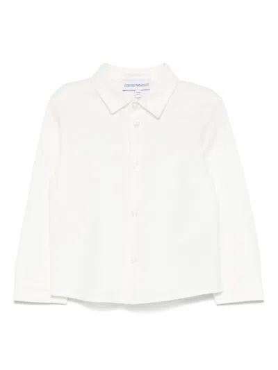 Emporio Armani Babies' Piqué-weave Shirt In White
