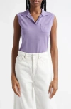 Emporio Armani Sleeveless Pique Polo In Lilac