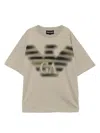 Emporio Armani Pixel Eagle Print T-shirt In Neutrals