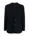 Emporio Armani Textured Finish Suit Jacket With Front Pockets In Black