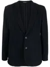 Emporio Armani Textured Finish Suit Jacket With Front Pockets In Blue