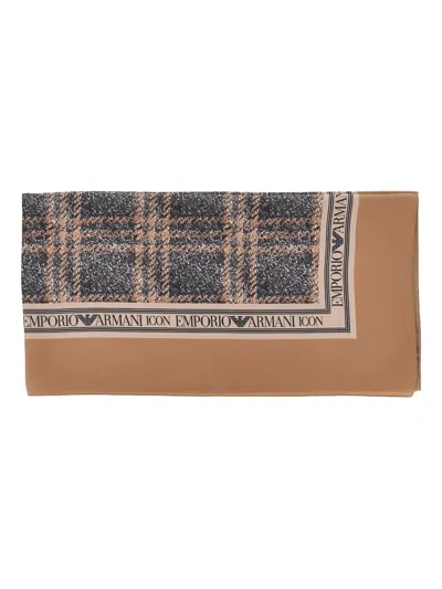 EMPORIO ARMANI PLAID-PATTERN SCARF