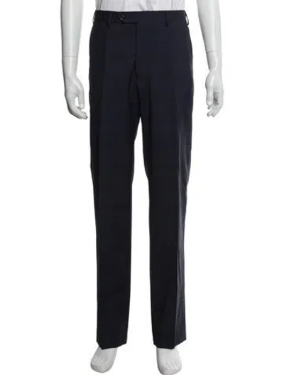Pre-owned Emporio Armani Plaid Print Pants In Blue