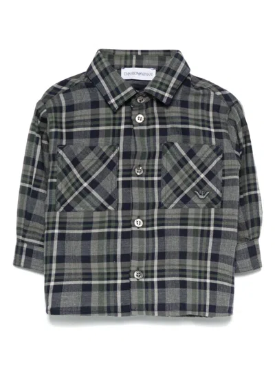 Emporio Armani Babies' Plaid Shirt In Grey