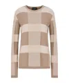 Emporio Armani Plaid Long-sleeve Knitted Top In Nude