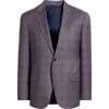 Emporio Armani Plaid Virgin Wool Sport Coat In Purple