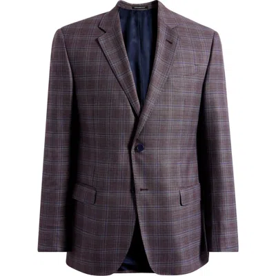 Emporio Armani Plaid Virgin Wool Sport Coat In Purple