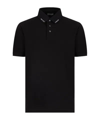 Emporio Armani Plain Cloth Polo Shirt In Black