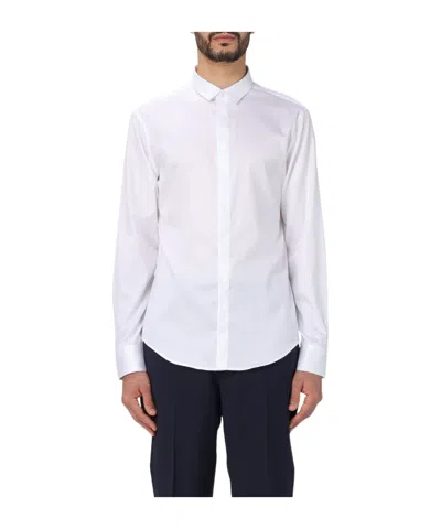 Emporio Armani Plain Cotton Shirt In Weiss