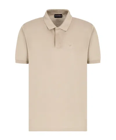 Emporio Armani Plain Jersey Polo Shirt In Nude