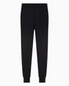 Emporio Armani Plain-knit Joggers With Front Ribs In Blue