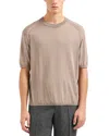Emporio Armani Plain Knit Short Sleeved Sweater In Light Beige