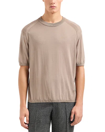 Emporio Armani Plain Knit Short Sleeved Sweater In Neutral