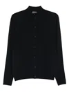 Emporio Armani Travel Essentials Plain-knit Virgin-wool Cardigan In Black