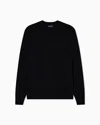 Emporio Armani Plain-knit Virgin-wool Jumper With Eagle Patch In Black