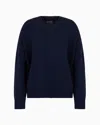 Emporio Armani Plain-knit, Virgin-wool, Seamless V-neck Jumper In Blue