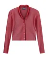 Emporio Armani Plated-effect Kfb Fabric Cardigan In Red
