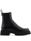 Emporio Armani Leather Chelsea Boots In Black