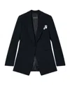 Emporio Armani Single-breasted Blazer In Envers Satin With Jeu De Cartes Detail In Black